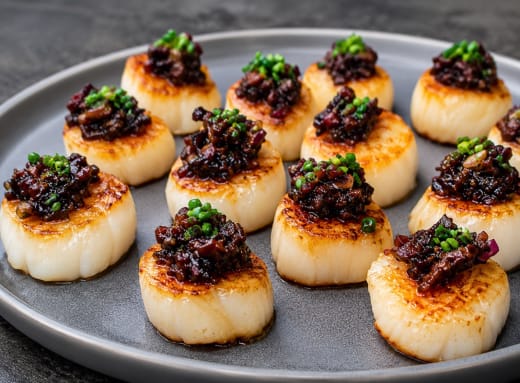 Seared Scallops and Balsamic Bacon