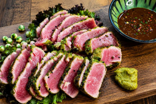 Seared Blackened Tuna Wasabi Glaze