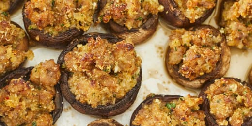 Apple and Italian Sausage Stuffed Mushrooms