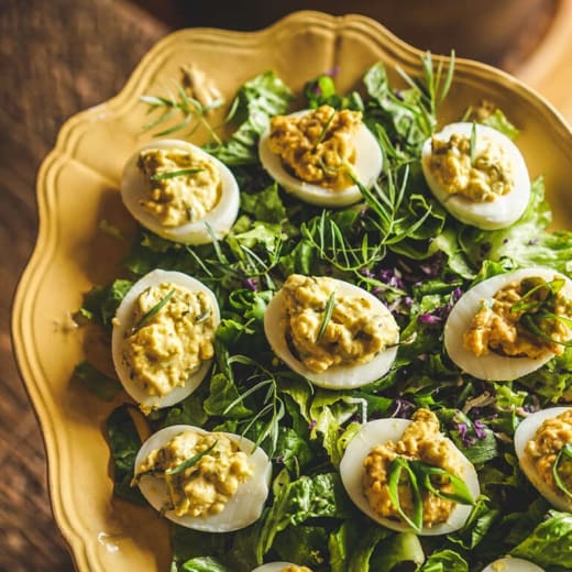 Devilled Eggs with Tarragon and Scallions