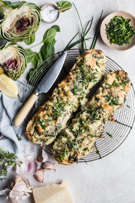 Spinach Artichoke Dip with Crackers or Sliced Baguette
