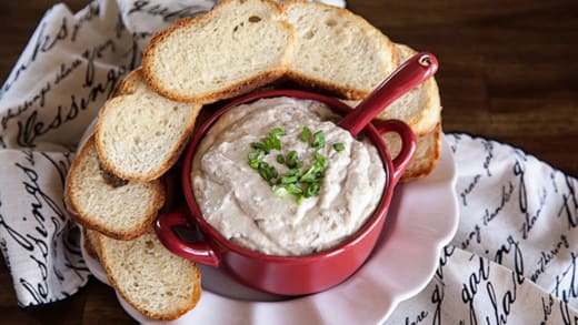 French Onion Dip with Crackers or Sliced Baguette