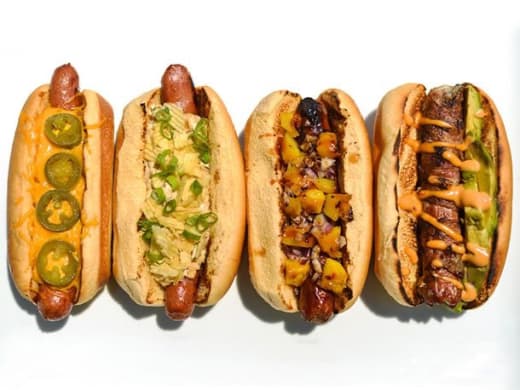 Hot Dog with Bun and Condiments