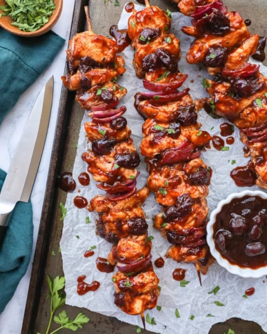 Cranberry Glazed Chicken Skewers