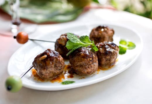 Pomegranate Glazed Veggie Meatballs