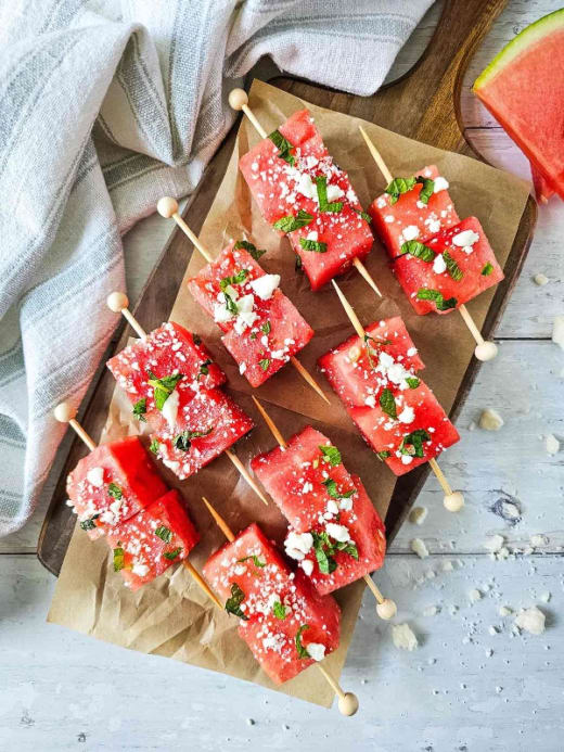 Watermelon Feta Mint Skewers