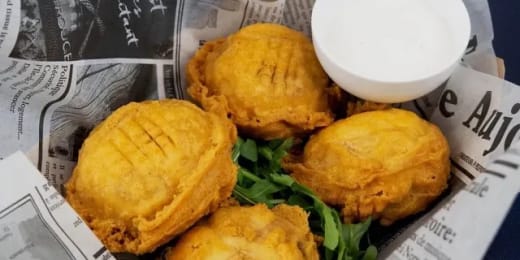 Fried Stuffed Mushrooms w/ 2 Sides (V)
