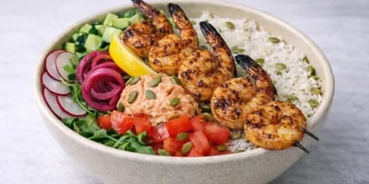 Grilled Prawns Skewer Bowl