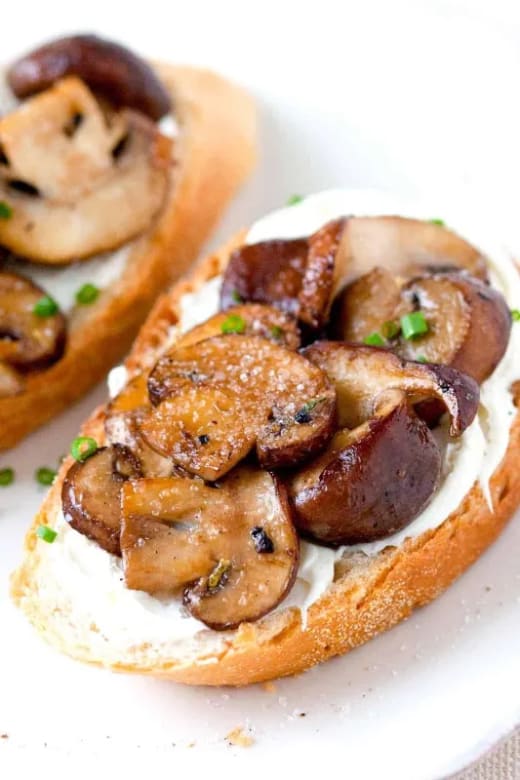 Wild Mushroom and Cream Cheese Crostini