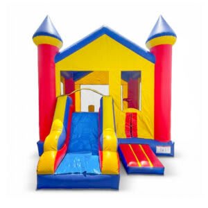#119 = Castle Front Slide RYB with 2 Pops – 17’lx13wx15h