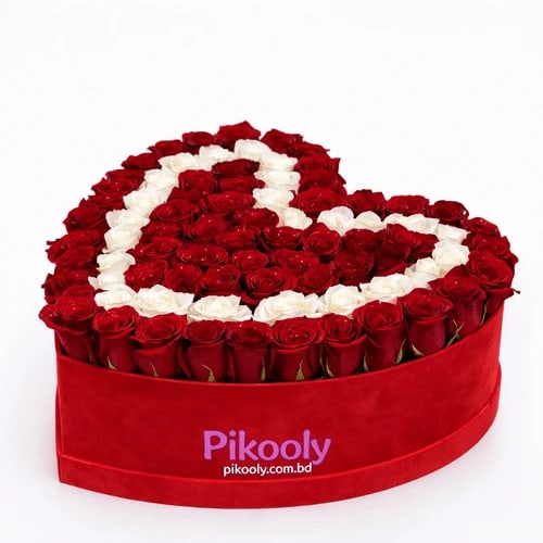 fresh red and white rose box Bangladesh heart shape fresh red and white rose box Bangladesh heart shape