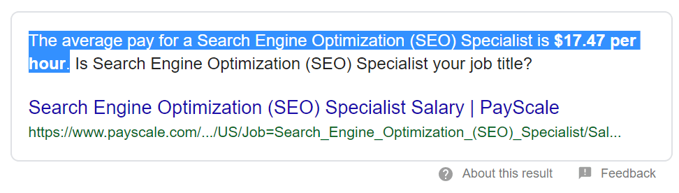 average salary for SEO specialist