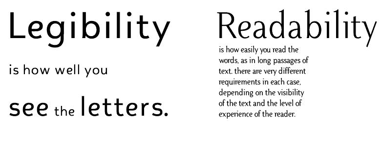 Showing Different between Legibility and Readability Legibility-and-readability