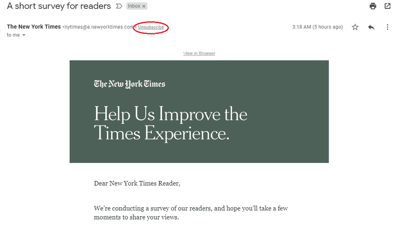 unsubscribe email