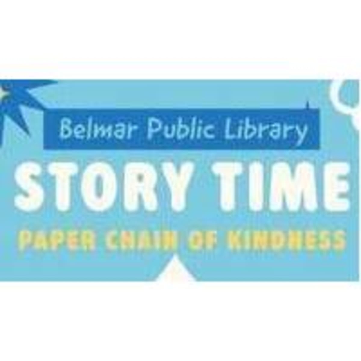 Children sitting on library floor during story time with books and colorful paper crafts