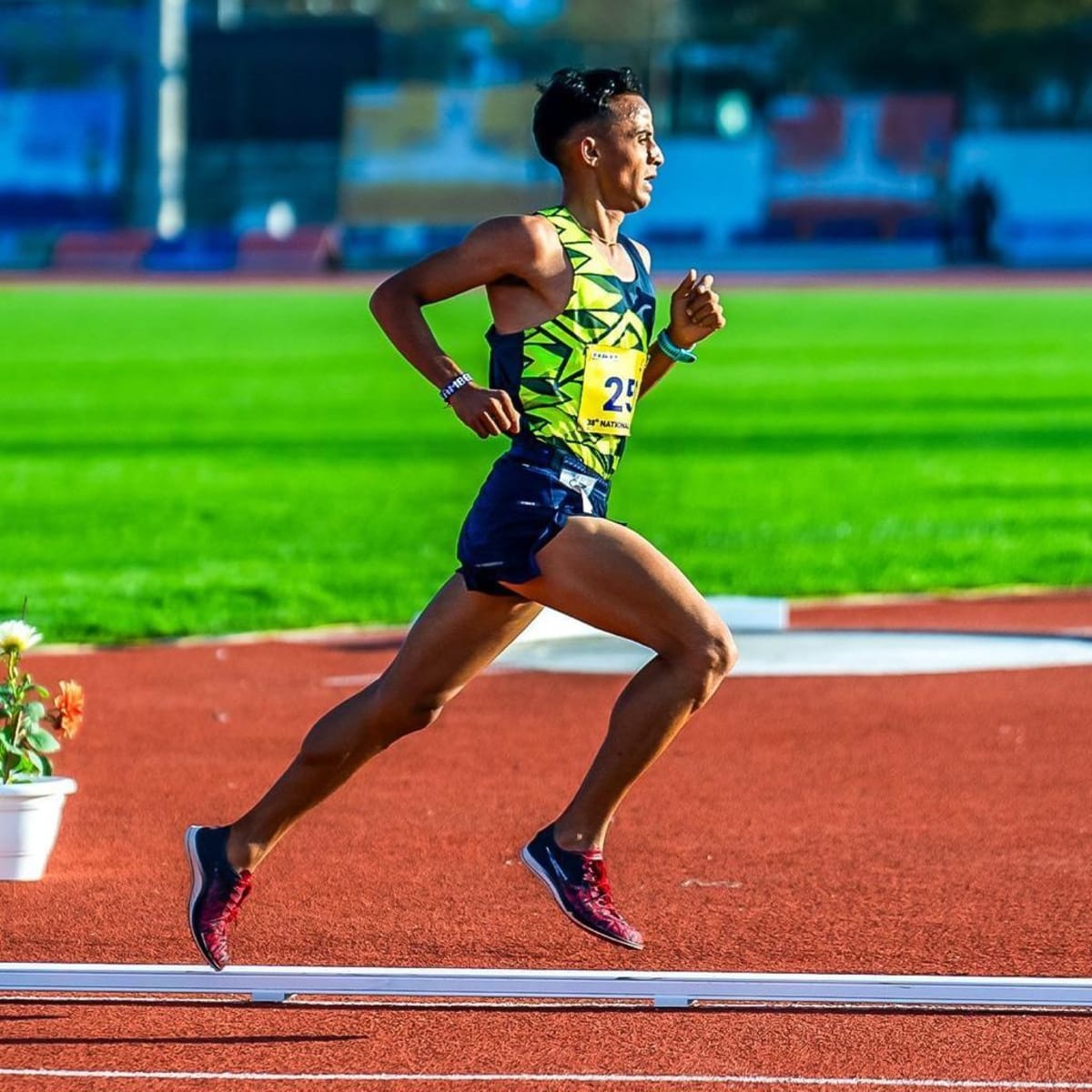 ** Indian marathoner Barwal celebrating after breaking a 48-year-old distance running record