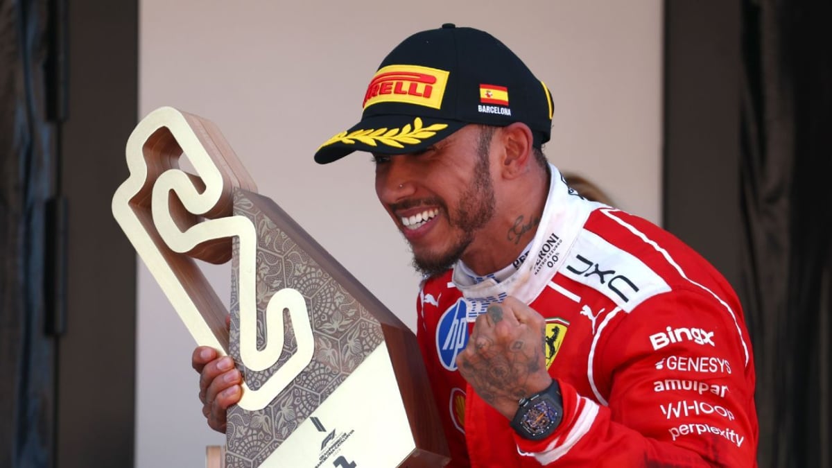 Hamilton, 41, Wins First Ferrari Race in Barcelona