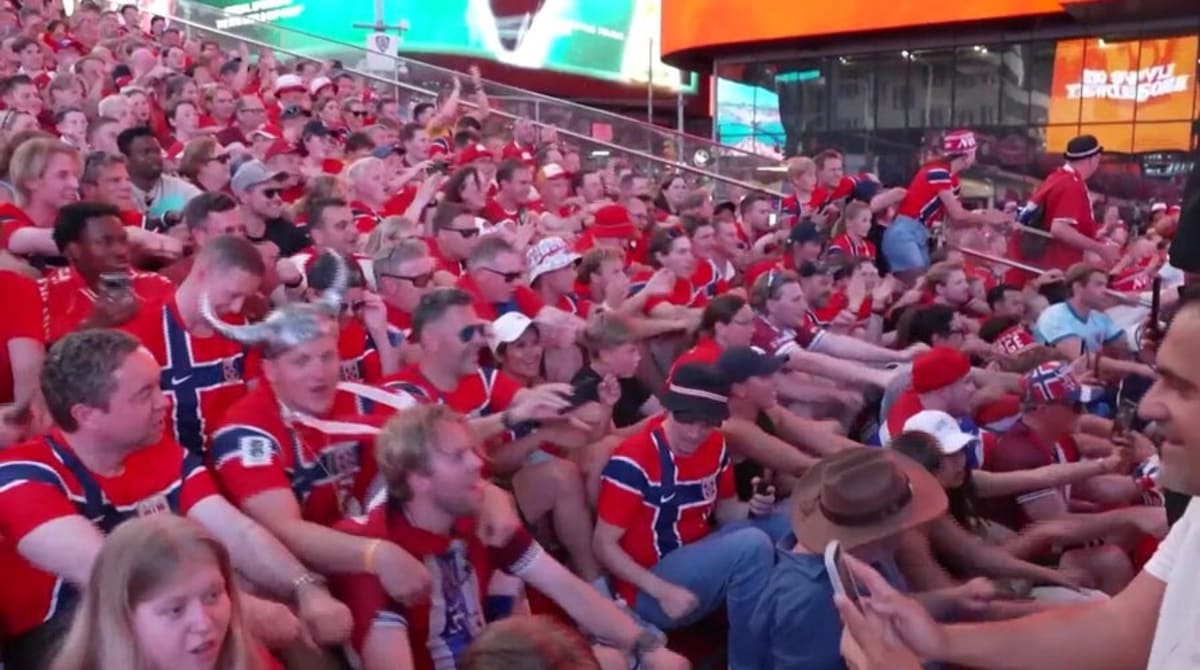 Norway Fans Perform Viking Row in Times Square Before Match - Image 3