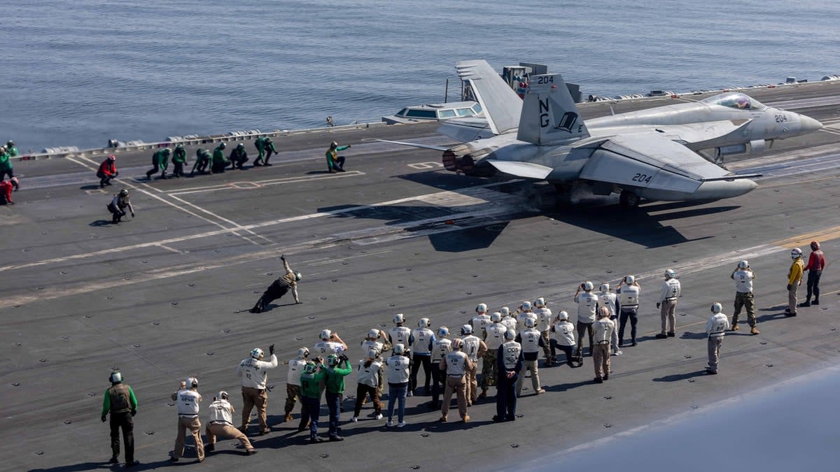 USS Abraham Lincoln aircraft carrier at sea during extended Middle East deployment