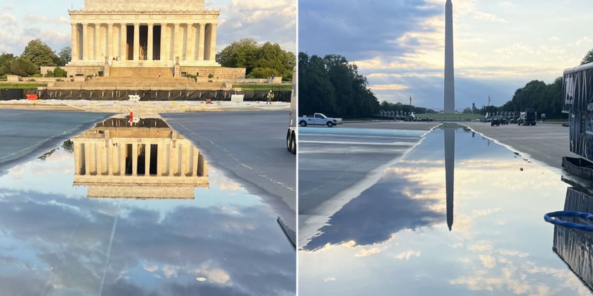 Lincoln Memorial Pool Gets Blue Makeover for July 4th - Image 2