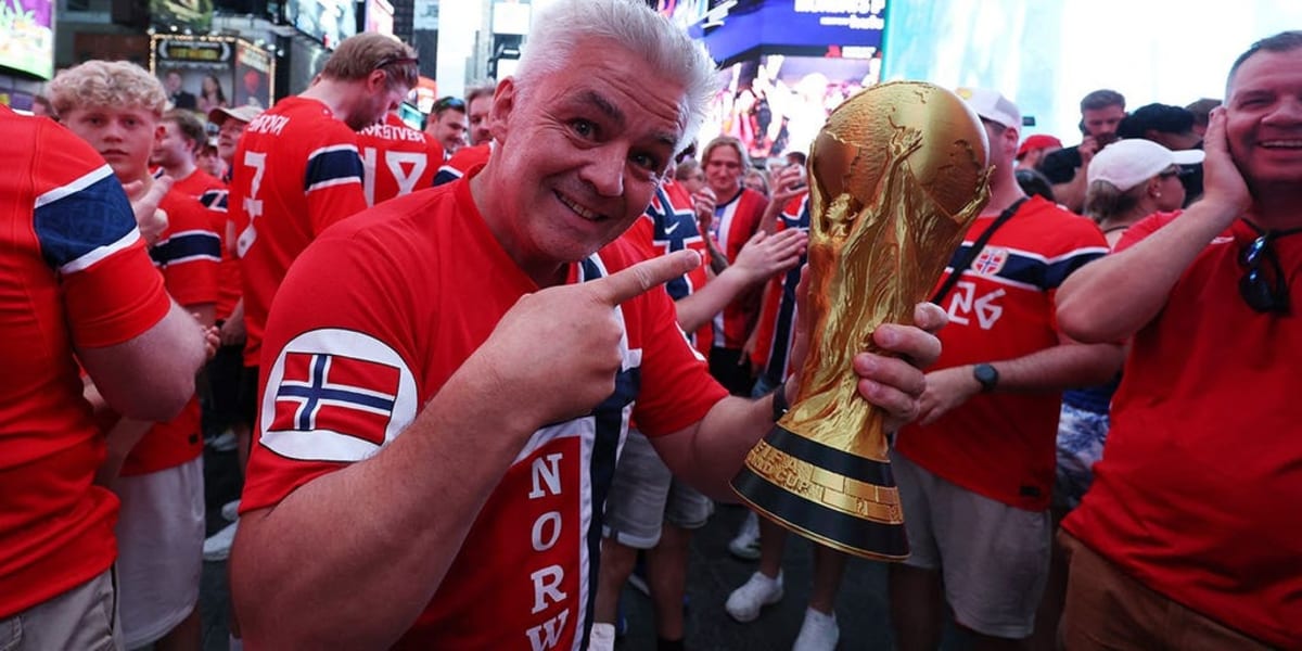 Norway Fans Perform Viking Row in Times Square Before Match - Image 2