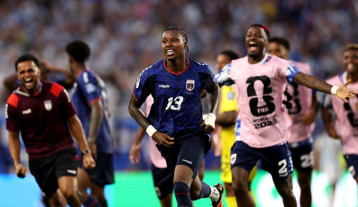 Cape Verde's Sidny Lopes Cabral celebrates his stunning goal against Argentina at 2026 World Cup
