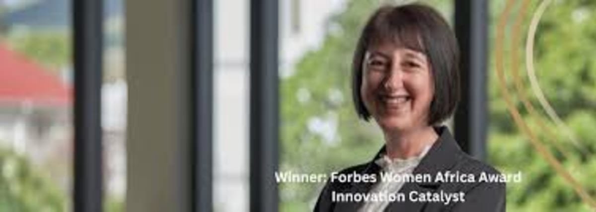 Anita Nel accepting Forbes Woman Africa Innovation Catalyst Award at Sandton Convention Centre