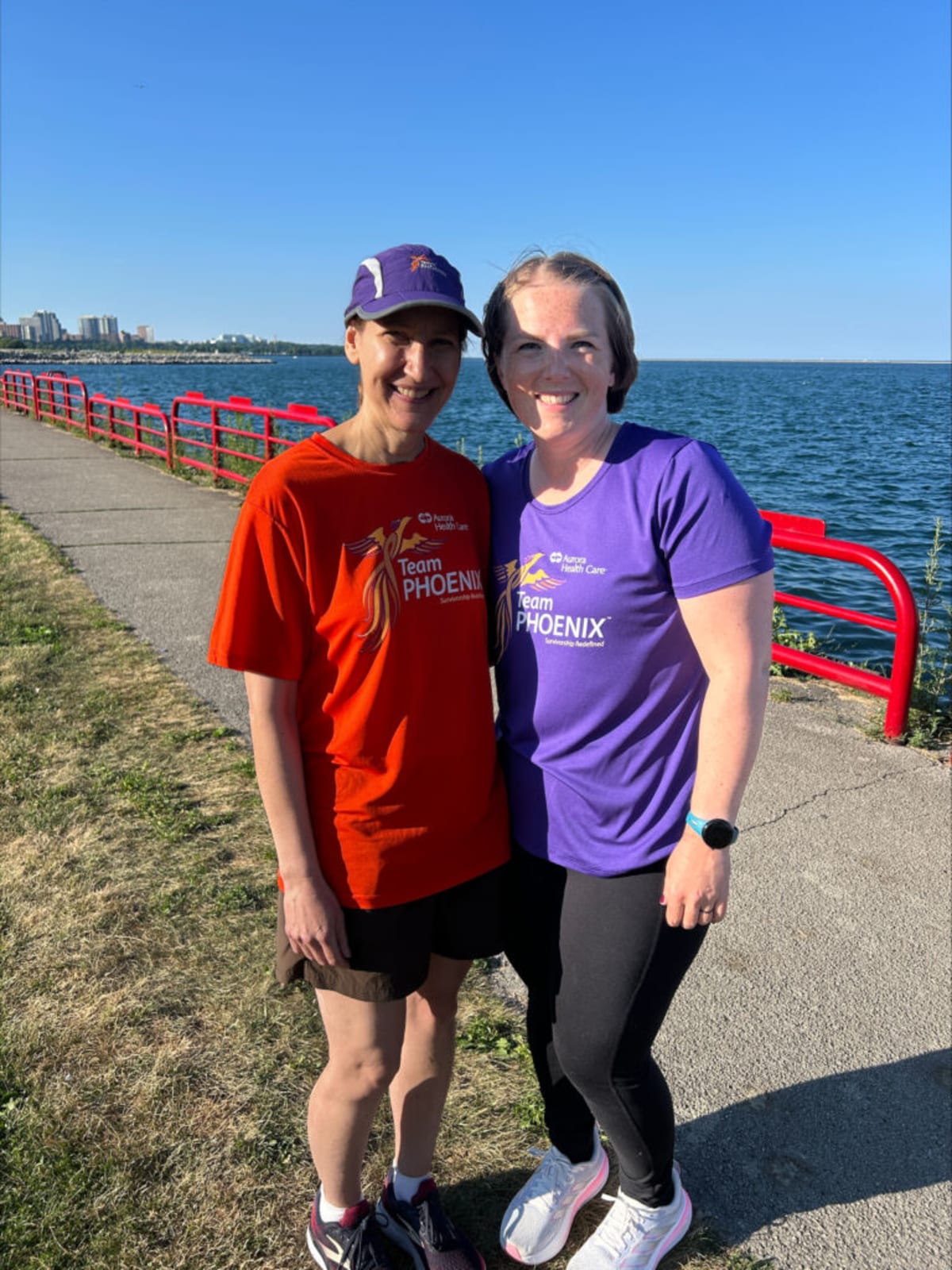 Group of women cancer survivors training together for triathlon at Team Phoenix program