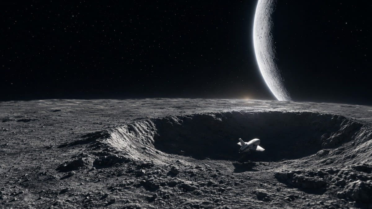 Three women researchers examining lunar crater data on computer screens at BIT Mesra