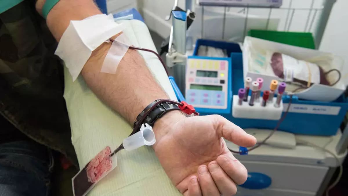 Egyptian citizens donating blood at organized donation center during record-breaking national campaign