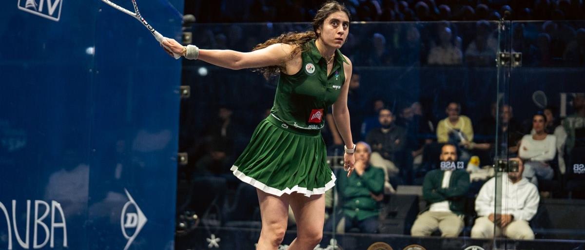 Egyptian squash player Nour al-Sherbini competing at El Gouna International tournament