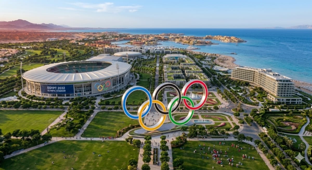 Aerial view of Egypt's Red Sea coastline near El Gouna where new Olympic Village will be built