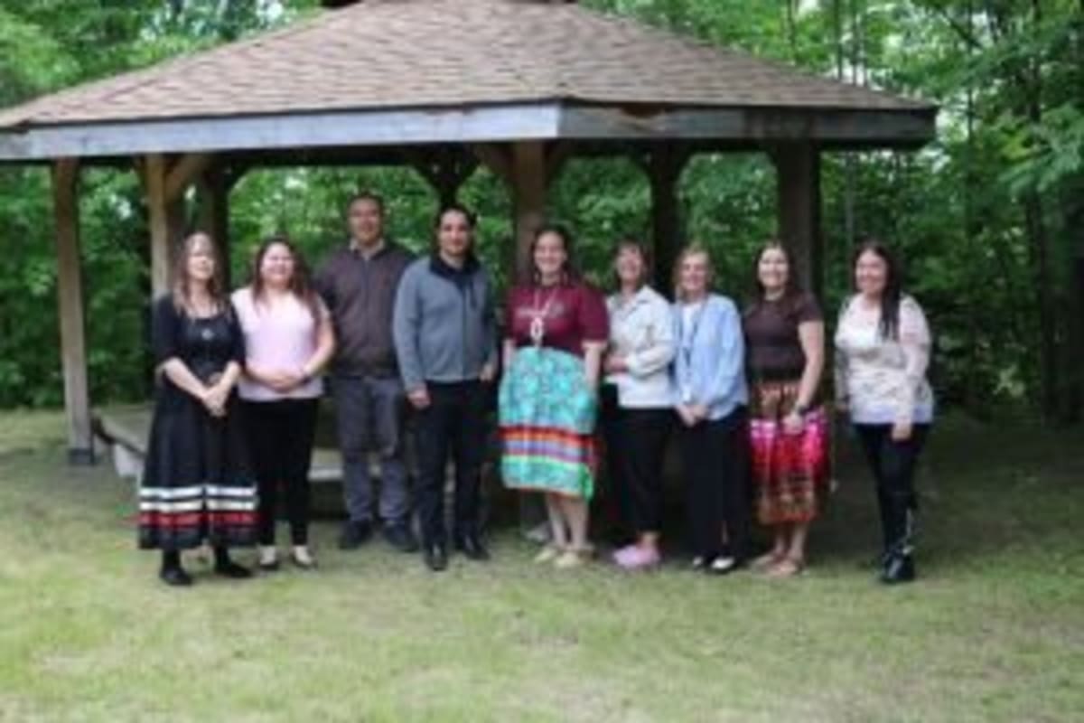 Indigenous educational staff and review panel members gathered at Anishinabek Educational Institute Nipissing Campus