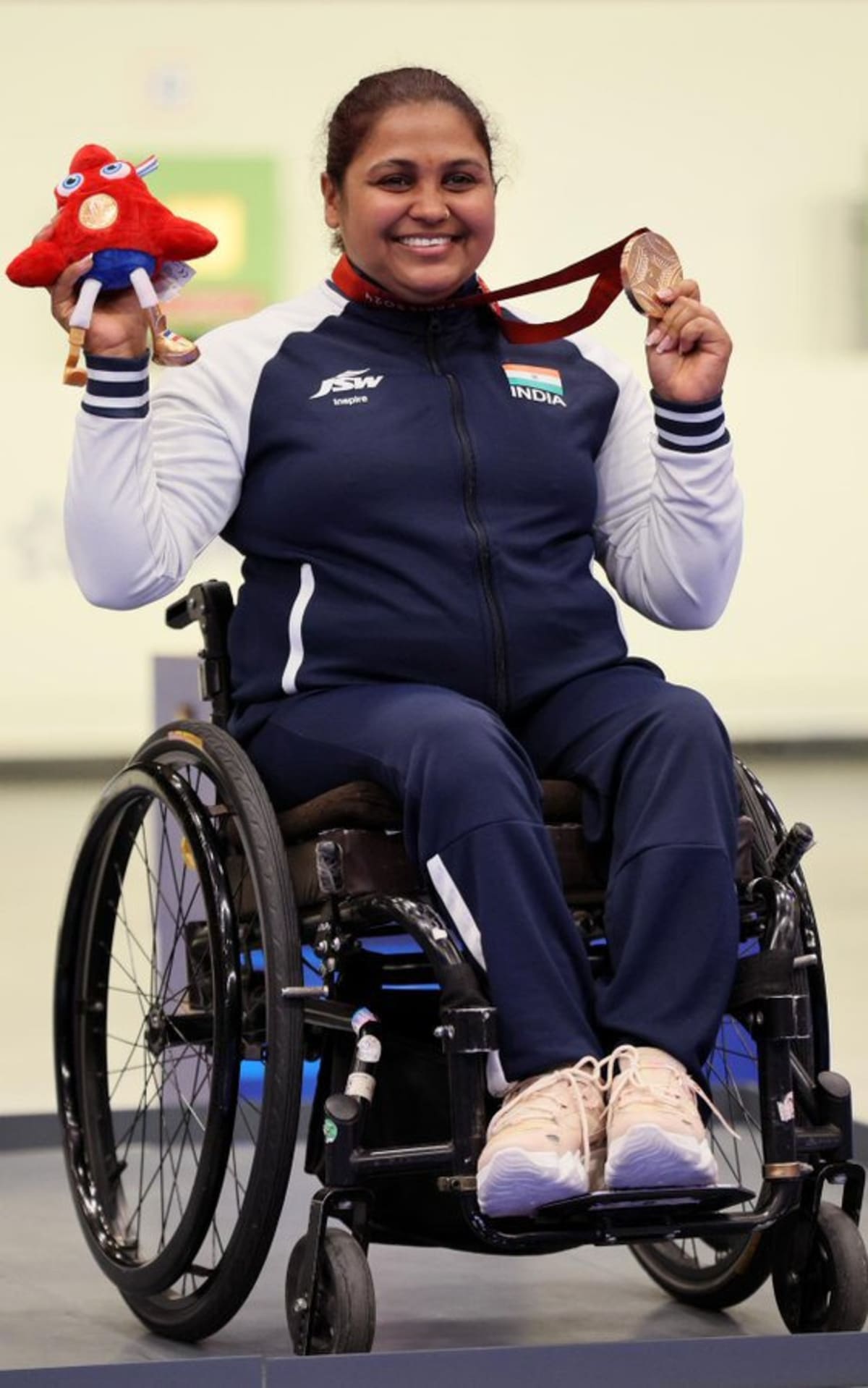 Para-shooter Mona Agarwal competing in 10m air rifle event at shooting range