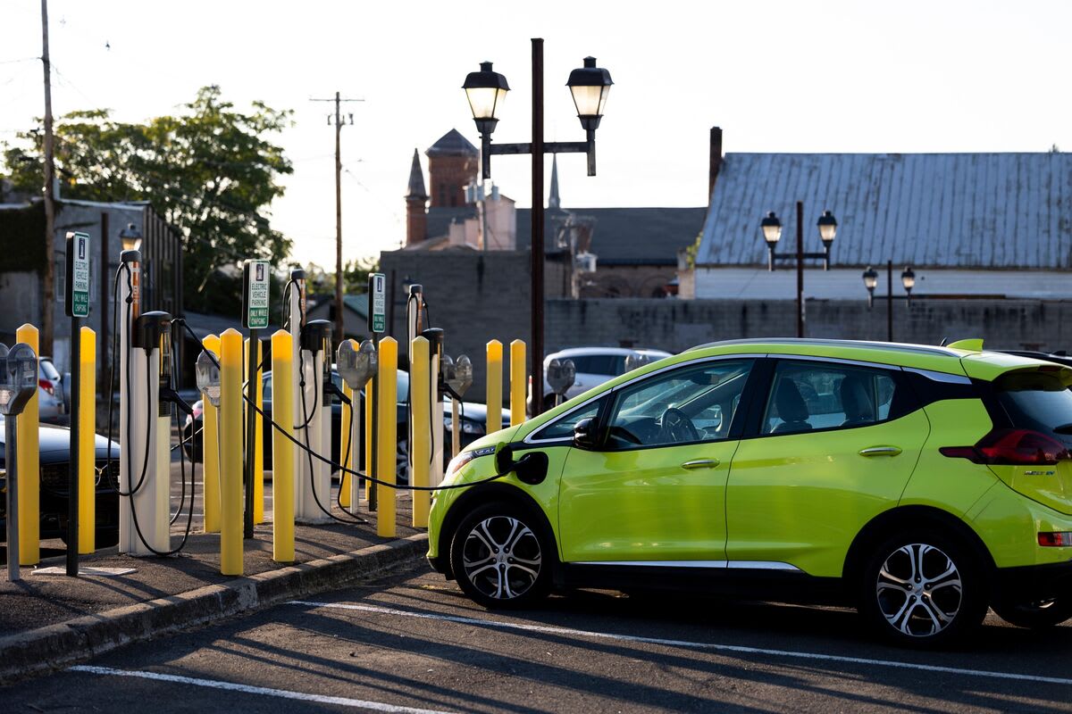 Electric vehicle charging at a modern high-speed public charging station
