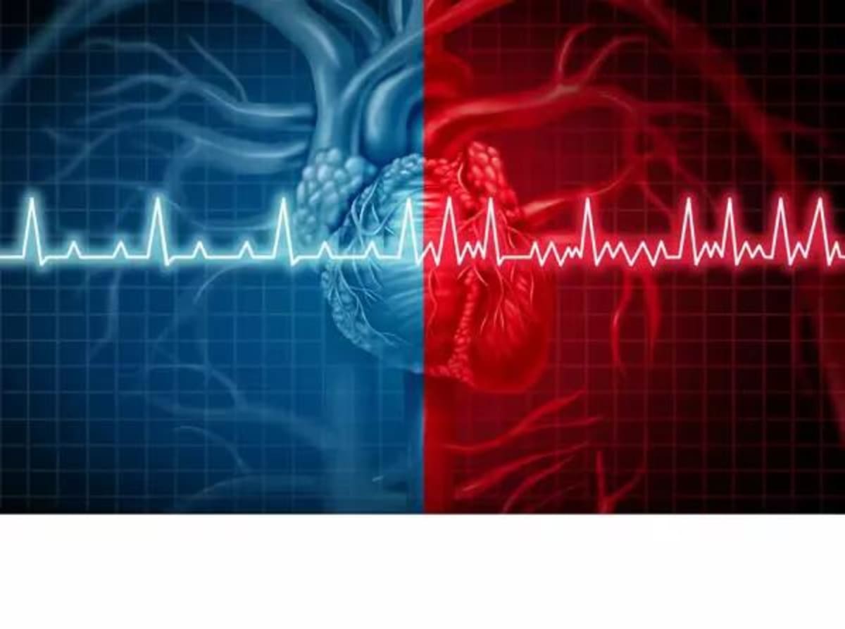 ** Medical researchers examining heart health data in modern Cleveland Clinic laboratory setting