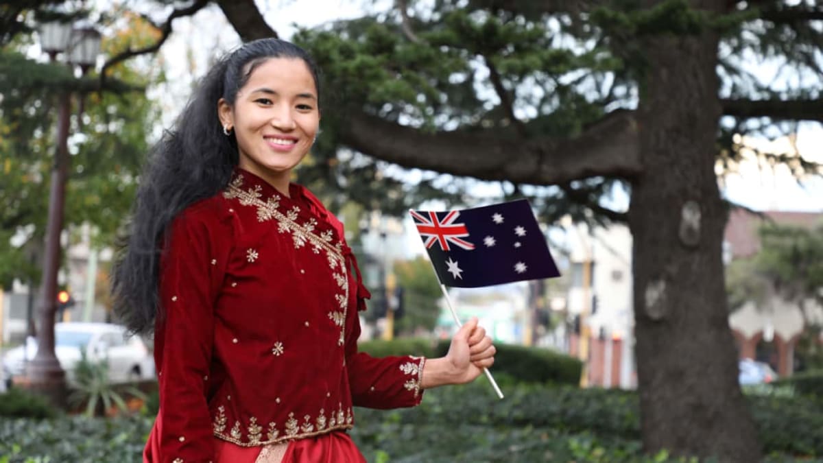 Para taekwondo athlete Shrijana Ghising competing in protective gear and uniform