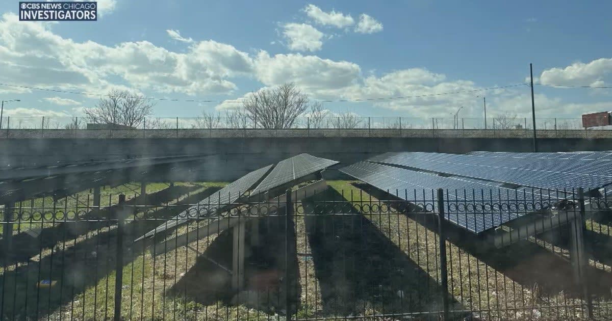 Solar-powered charging station at outdoor tennis courts in Chicago's Washington Park neighborhood