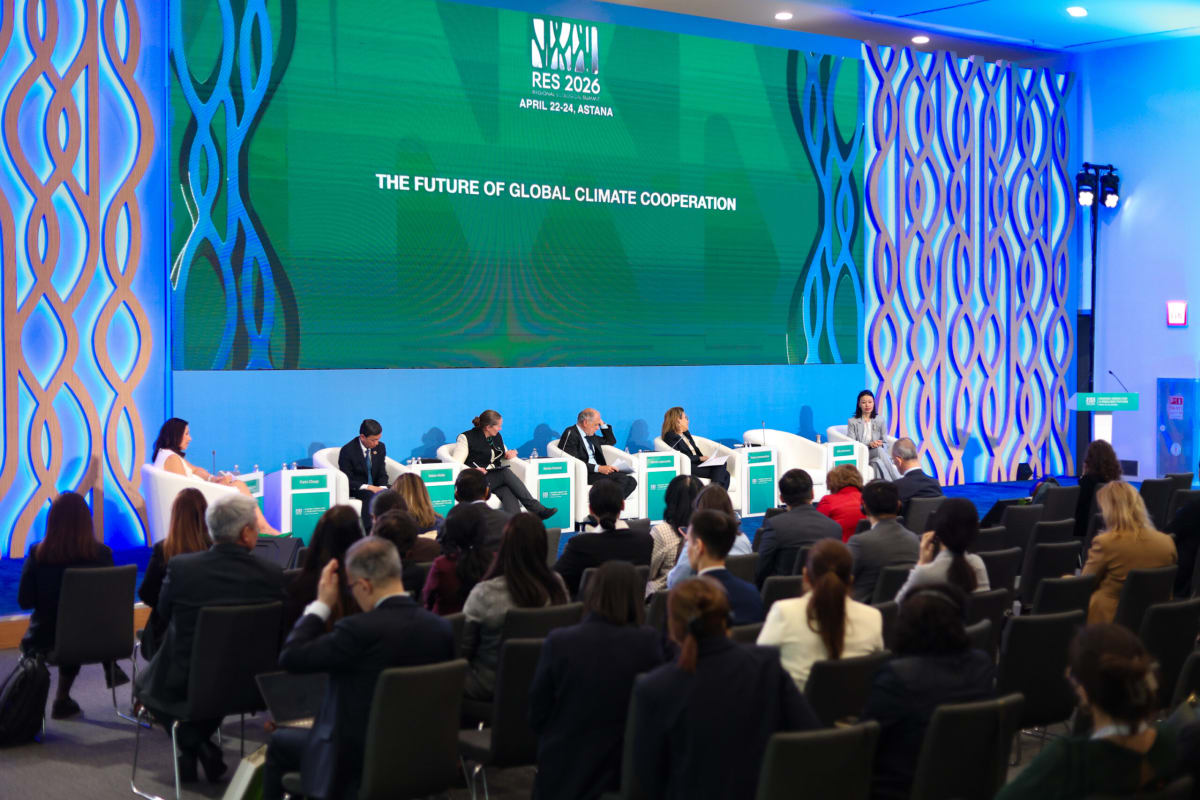 Panel of international climate experts speaking at Regional Ecological Summit in Astana, Kazakhstan