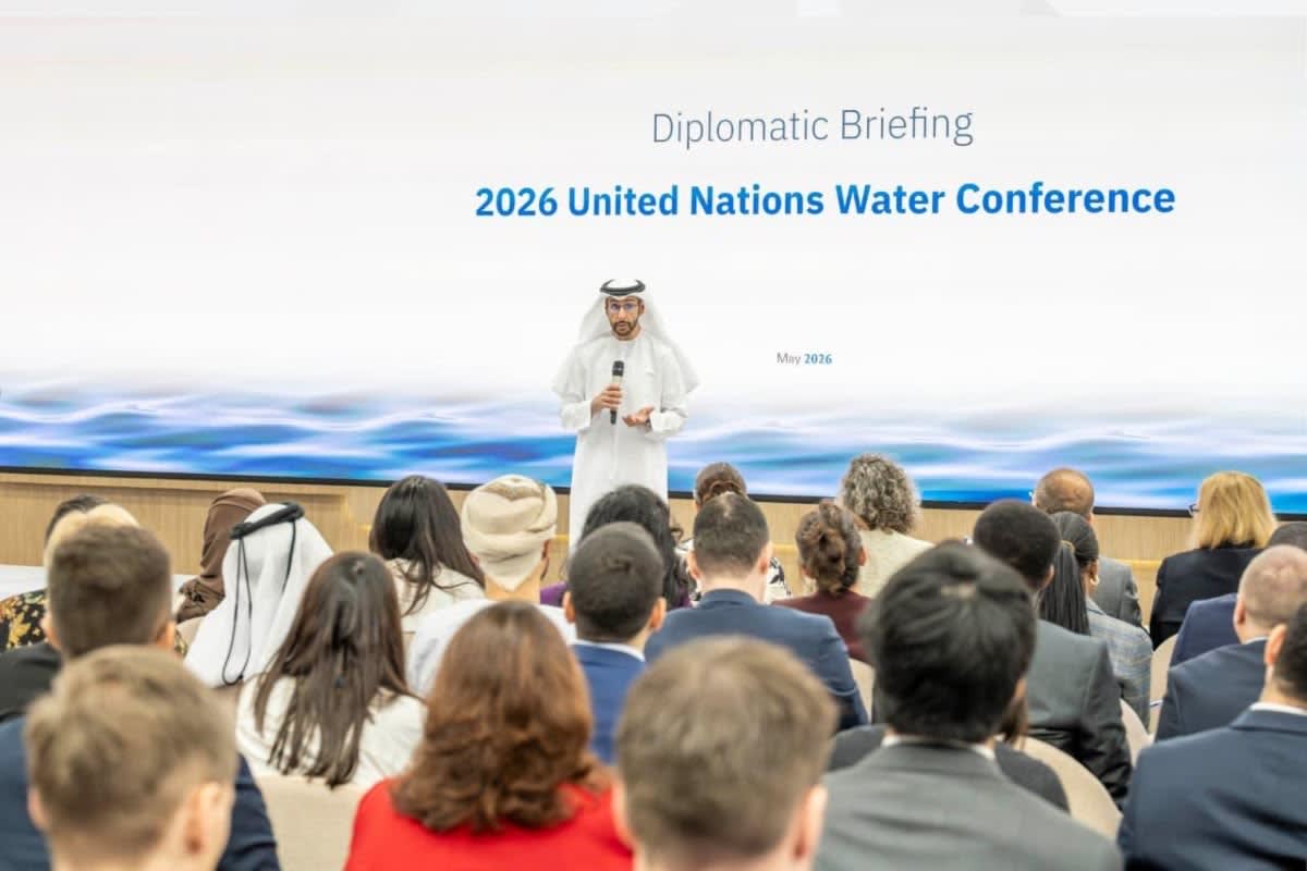 UAE and Kazakhstan officials collaborating on water security solutions at diplomatic briefing in Abu Dhabi