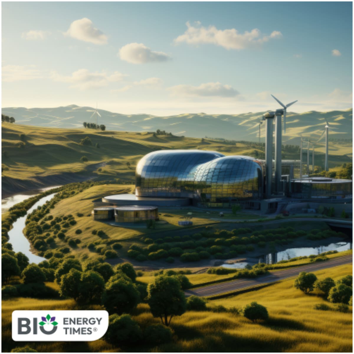 Industrial wastewater treatment facility with storage tanks and pipes near Oslo, Norway coastline