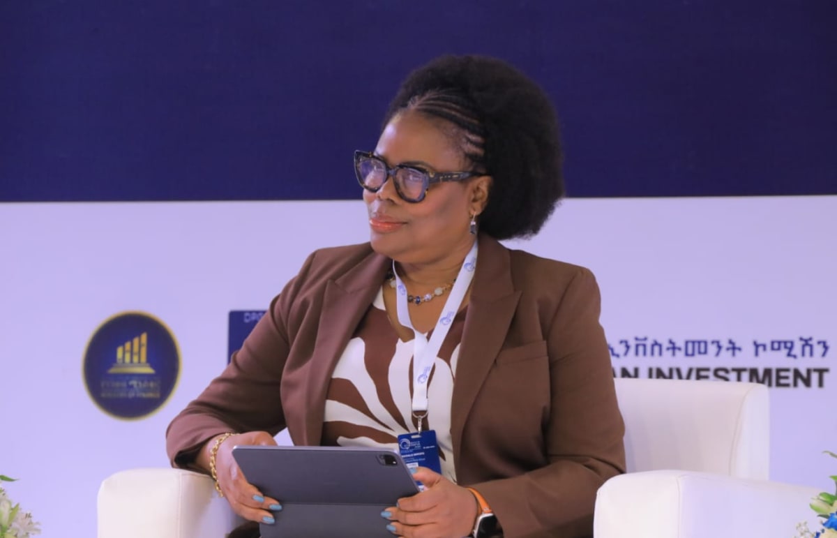 Modern business district skyline in Addis Ababa, Ethiopia showing economic development and growth