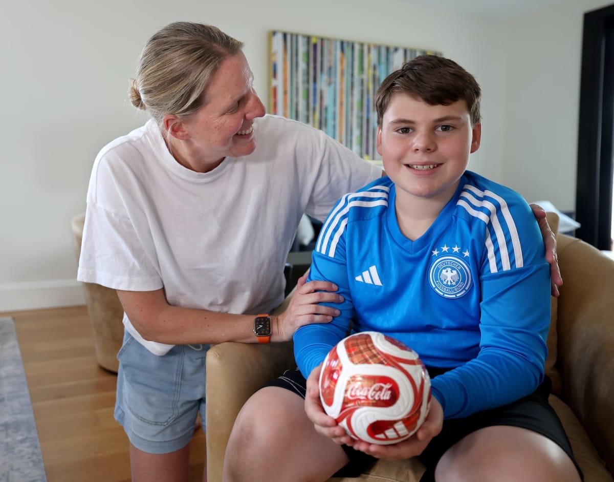 Thirteen-year-old Graham Phillips smiling at home in Watertown after beating cancer