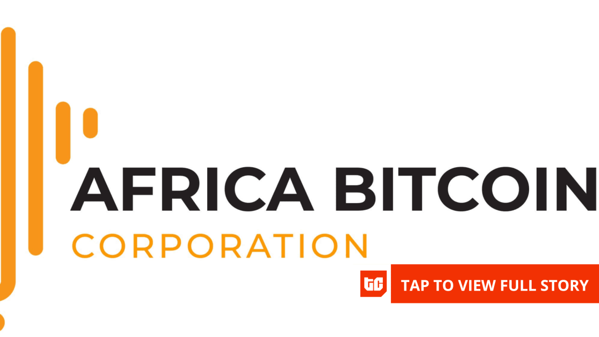 Digital illustration of Bitcoin symbol overlaid on map of African continent with stock market graphs