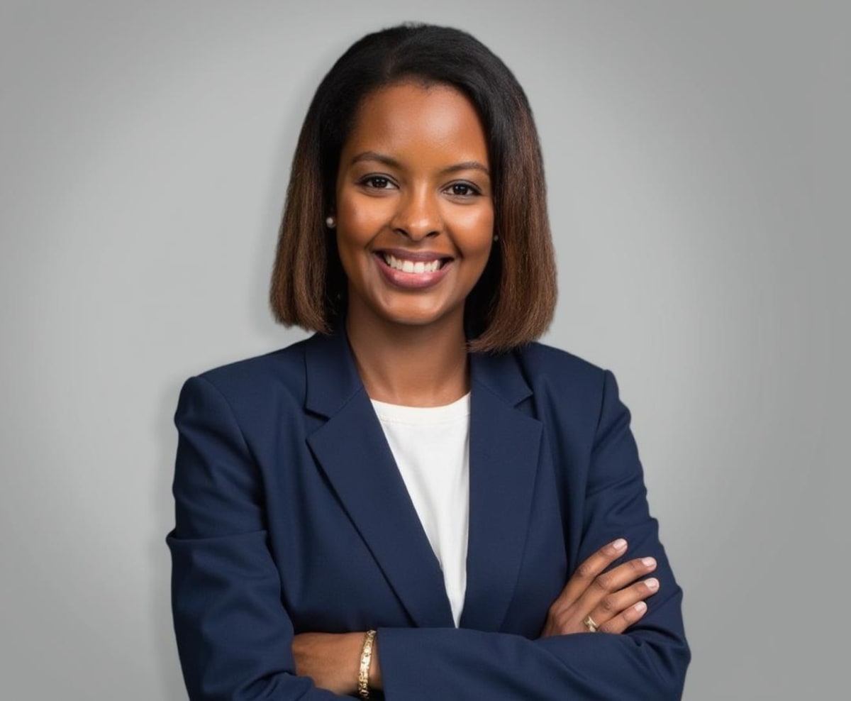 ** Zeinabou Sidibé Koné, CEO of Afrisends, standing confidently in professional attire