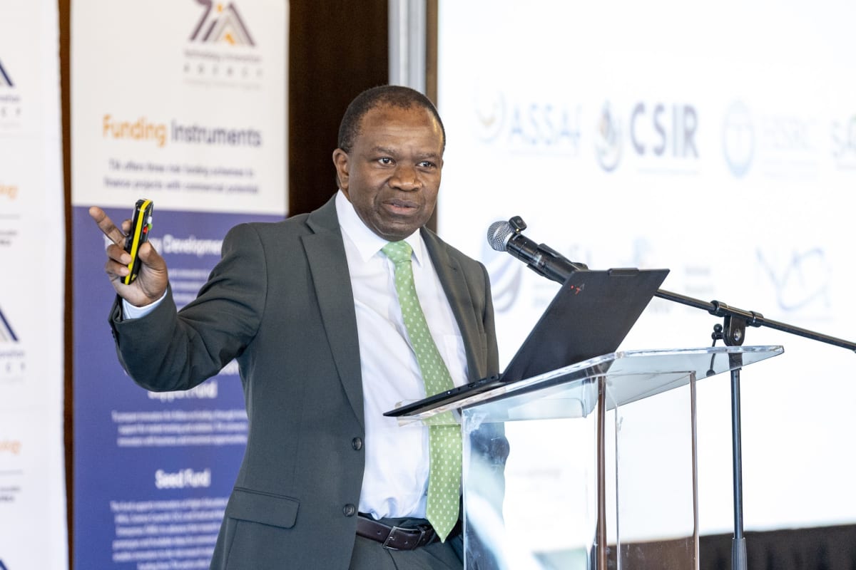 South African scientists and entrepreneurs collaborating in modern innovation lab facility