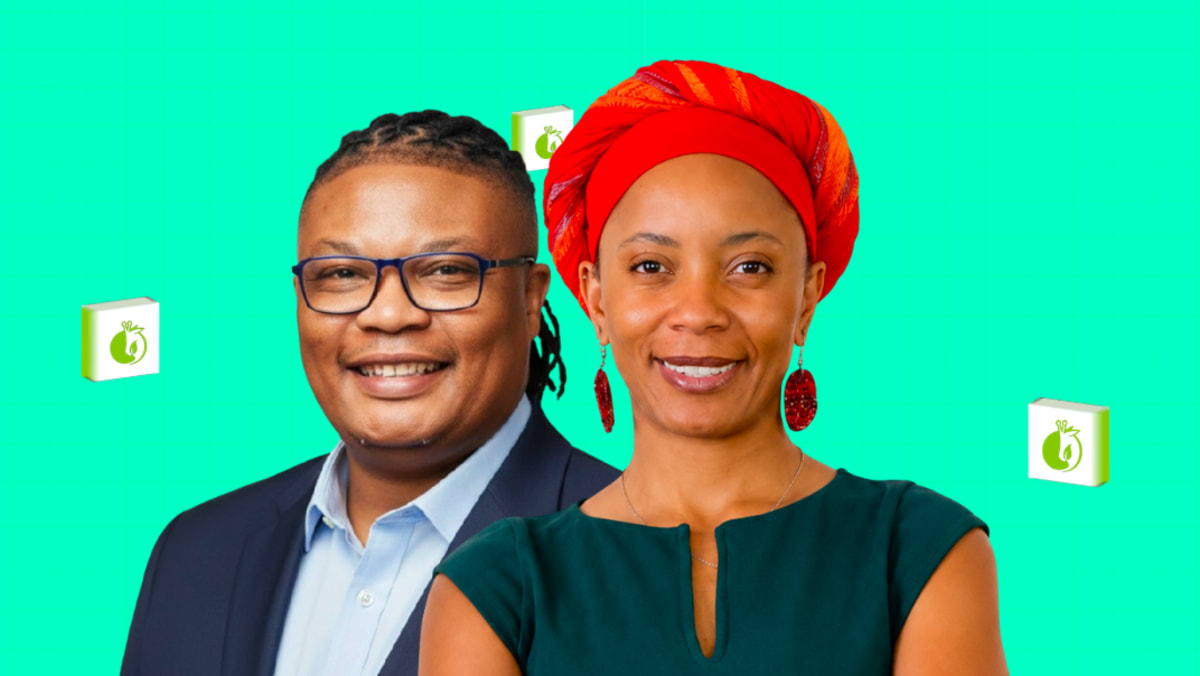 Joseph Simukoko and Mwiche Mukoma, co-founders of Green Giraffe AI farming technology startup in Zambia