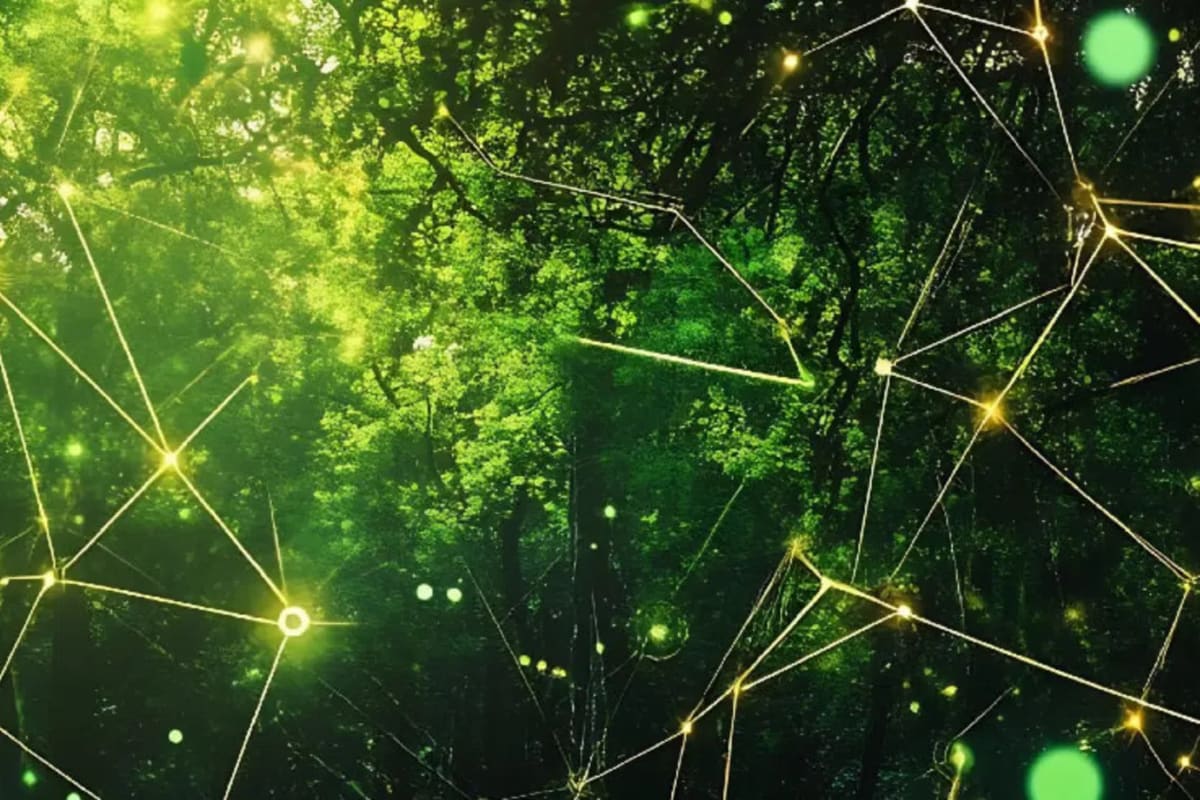 Modern data center facility with rows of computing equipment and advanced cooling systems