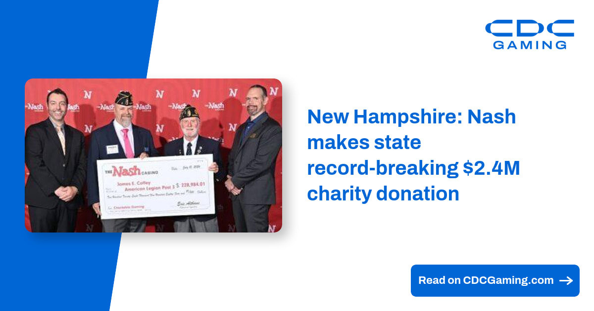 The Nash casino exterior in Nashua, New Hampshire, which donated record amount to charities
