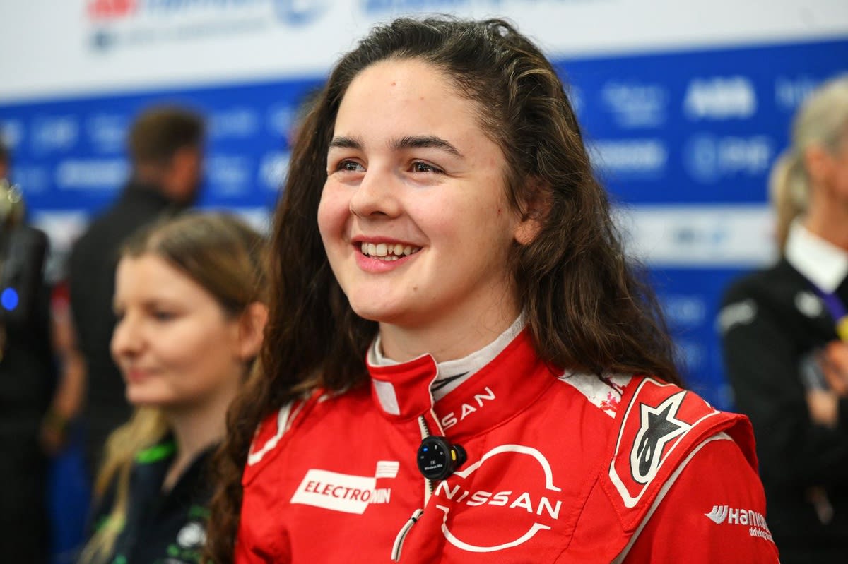 Abbi Pulling celebrating her historic first GB3 Championship race win at Spa-Francorchamps circuit